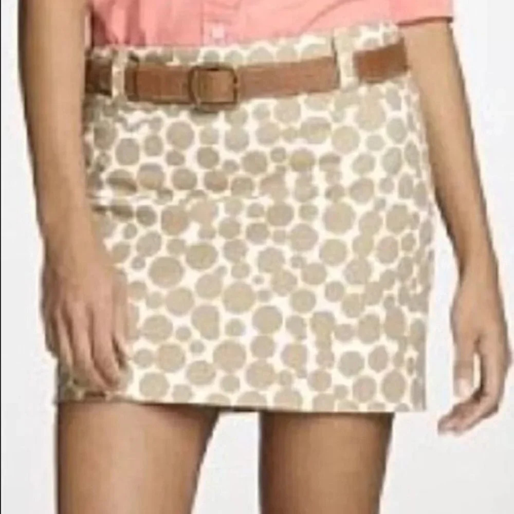 J.Crew Deco-Dots Mini Skirt Cotton Cream Tan Size 8 - Picture 1 of 6